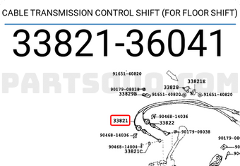 Toyota 3382136041 CABLE TRANSMISSION CONTROL SHIFT (FOR FLOOR SHIFT)