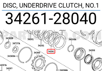 Toyota 3426128040 DISC, UNDERDRIVE CLUTCH, NO.1