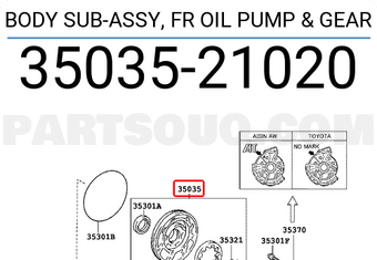 Toyota 3503521020 BODY SUB-ASSY, FR OIL PUMP & GEAR