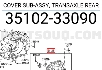 Toyota 3510233090 COVER SUB-ASSY, TRANSAXLE REAR