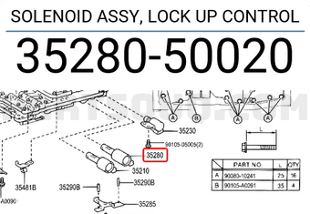 Toyota 3528050020 SOLENOID ASSY, LOCK UP CONTROL