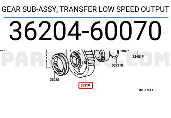 Toyota 3620460070 GEAR SUB-ASSY, TRANSFER LOW SPEED OUTPUT