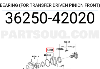 Toyota 3625042020 BEARING (FOR TRANSFER DRIVEN PINION FRONT)