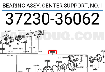 Toyota 3723036062 BEARING ASSY, CENTER SUPPORT, NO.1