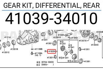 Toyota 4103934010 GEAR KIT, DIFFERENTIAL, REAR