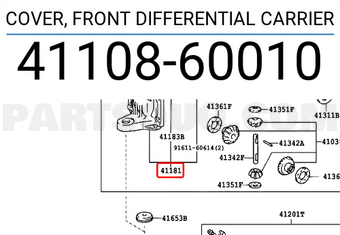 Toyota 4110860010 COVER, FRONT DIFFERENTIAL CARRIER