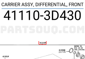 Toyota 411103D430 CARRIER ASSY, DIFFERENTIAL, FRONT
