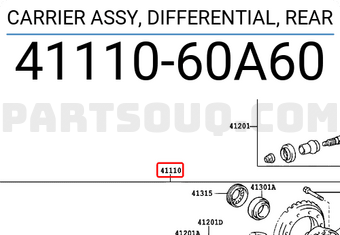 Toyota 4111060A60 CARRIER ASSY, DIFFERENTIAL, REAR