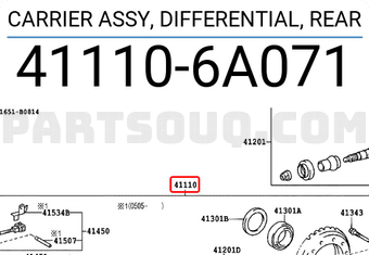Toyota 411106A071 CARRIER ASSY, DIFFERENTIAL, REAR