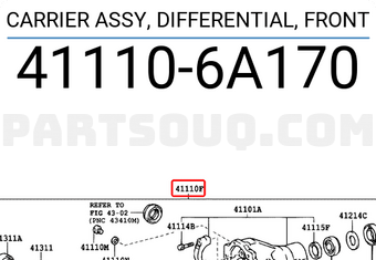 Toyota 411106A170 CARRIER ASSY, DIFFERENTIAL, FRONT