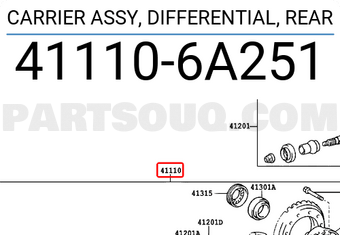 Toyota 411106A251 CARRIER ASSY, DIFFERENTIAL, REAR