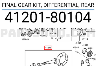 Toyota 4120180104 FINAL GEAR KIT, DIFFERENTIAL, REAR