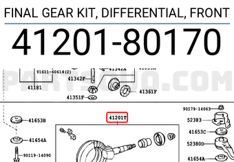 Toyota 4120180170 FINAL GEAR KIT, DIFFERENTIAL, FRONT