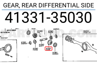 Toyota 4133135030 GEAR, REAR DIFFERENTIAL SIDE