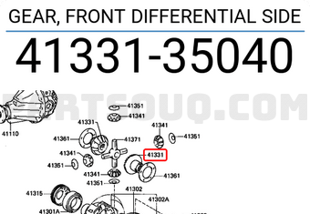 Toyota 4133135040 GEAR, FRONT DIFFERENTIAL SIDE