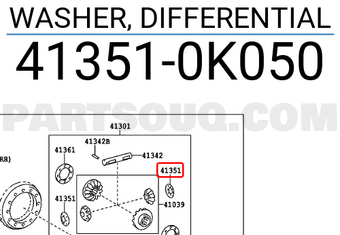 Toyota 413510K050 WASHER, DIFFERENTIAL