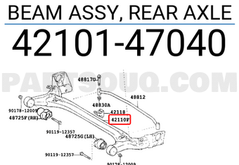 Toyota 4210147040 BEAM ASSY, REAR AXLE