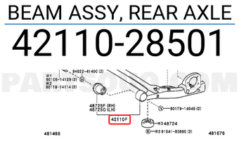 Toyota 4211028501 BEAM ASSY, REAR AXLE