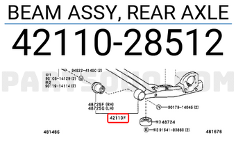 Toyota 4211028512 BEAM ASSY, REAR AXLE