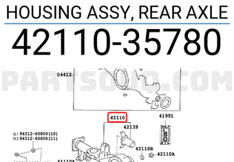 Toyota 4211035780 HOUSING ASSY, REAR AXLE