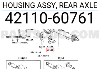 Toyota 4211060761 HOUSING ASSY, REAR AXLE