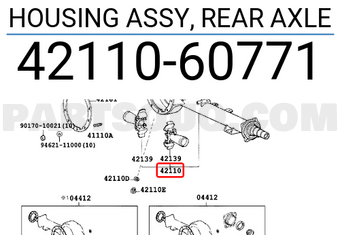 Toyota 4211060771 HOUSING ASSY, REAR AXLE