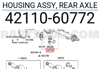Toyota 4211060772 HOUSING ASSY, REAR AXLE