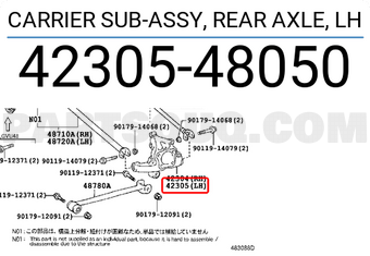 Toyota 4230548050 CARRIER SUB-ASSY, REAR AXLE, LH