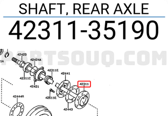 Toyota 4231135190 SHAFT, REAR AXLE