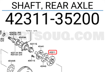 Toyota 4231135200 SHAFT, REAR AXLE