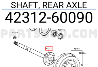 Toyota 4231260090 SHAFT, REAR AXLE