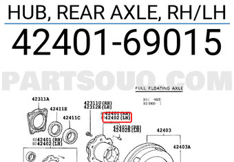 Toyota 4240169015 HUB, REAR AXLE, RH/LH