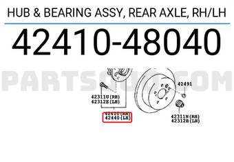 Toyota 4241048040 HUB & BEARING ASSY, REAR AXLE, RH/LH
