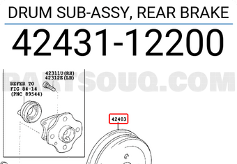 Toyota 4243112200 DRUM SUB-ASSY, REAR BRAKE