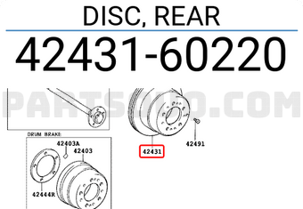 Toyota 4243160220 DISC, REAR