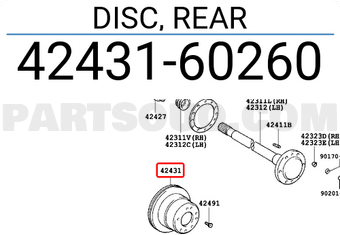 Toyota 4243160260 DISC, REAR