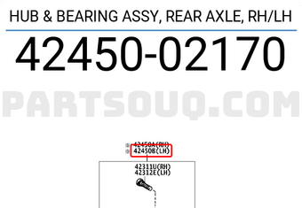 Toyota 4245002170 HUB & BEARING ASSY, REAR AXLE, RH/LH