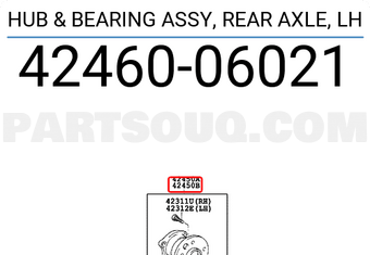 Toyota 4246006021 HUB & BEARING ASSY, REAR AXLE, LH
