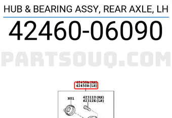 Toyota 4246006090 HUB & BEARING ASSY, REAR AXLE, LH