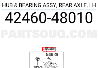 Toyota 4246048010 HUB & BEARING ASSY, REAR AXLE, LH