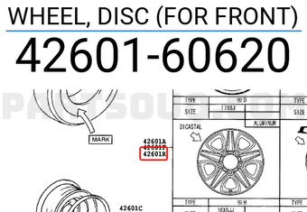 Toyota 4260160620 WHEEL, DISC (FOR FRONT)