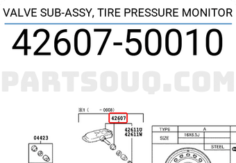 Toyota 4260750010 VALVE SUB-ASSY, TIRE PRESSURE MONITOR