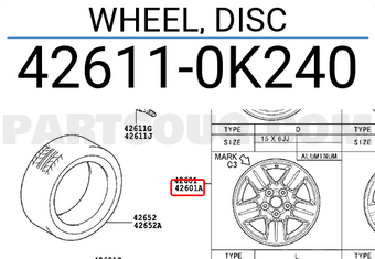 Toyota 426110K240 WHEEL, DISC