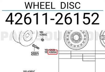 Toyota 4261126152 WHEEL DISC