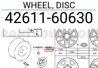 Toyota 4261160630 WHEEL, DISC