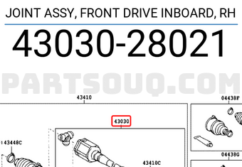Toyota 4303028021 JOINT ASSY, FRONT DRIVE INBOARD, RH