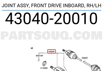 Toyota 4304020010 JOINT ASSY, FRONT DRIVE INBOARD, RH/LH