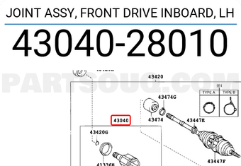 Toyota 4304028010 JOINT ASSY, FRONT DRIVE INBOARD, LH