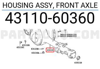 Toyota 4311060360 HOUSING ASSY, FRONT AXLE