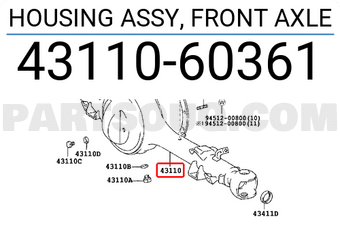 Toyota 4311060361 HOUSING ASSY, FRONT AXLE